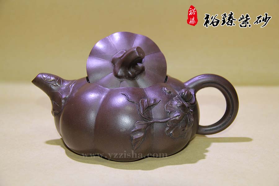 蒋蓉老紫砂壶，南瓜壶盖图片
