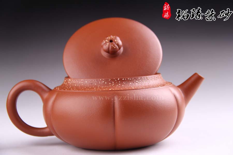 冯云华朱泥花韵壶侧面