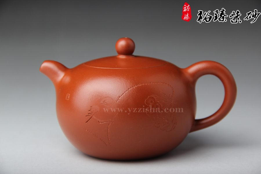王品荣朱泥禅珠壶正面图