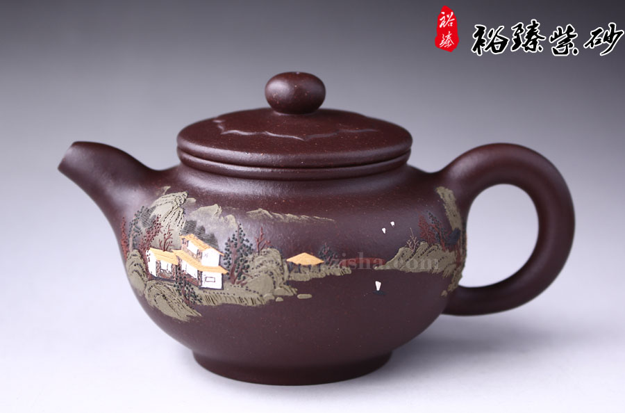 陈顺根紫泥泥绘菱花如意正面图