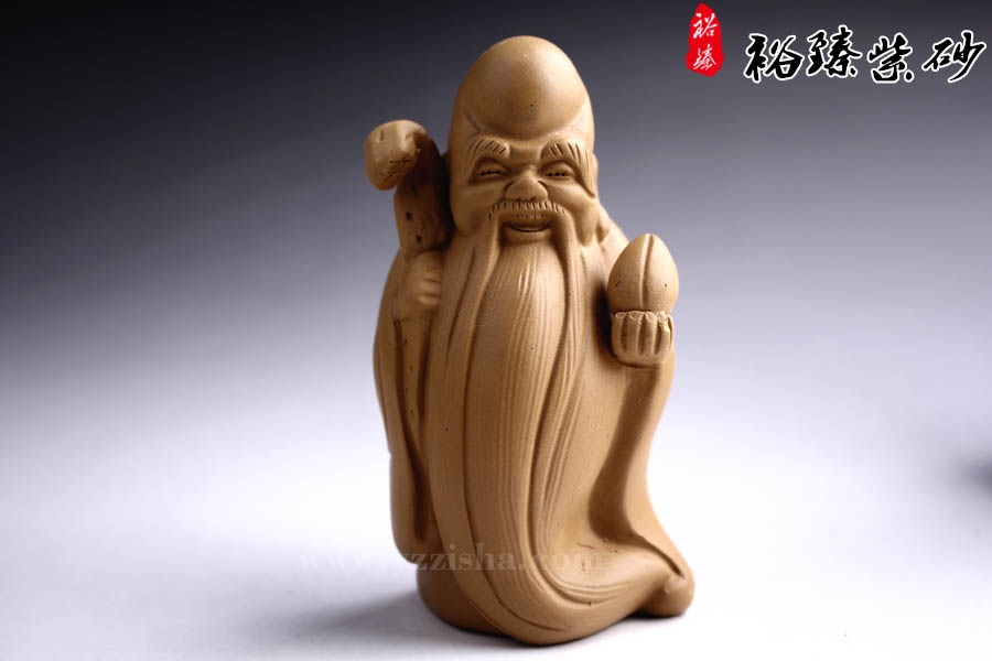 紫砂杂件 福禄寿段泥