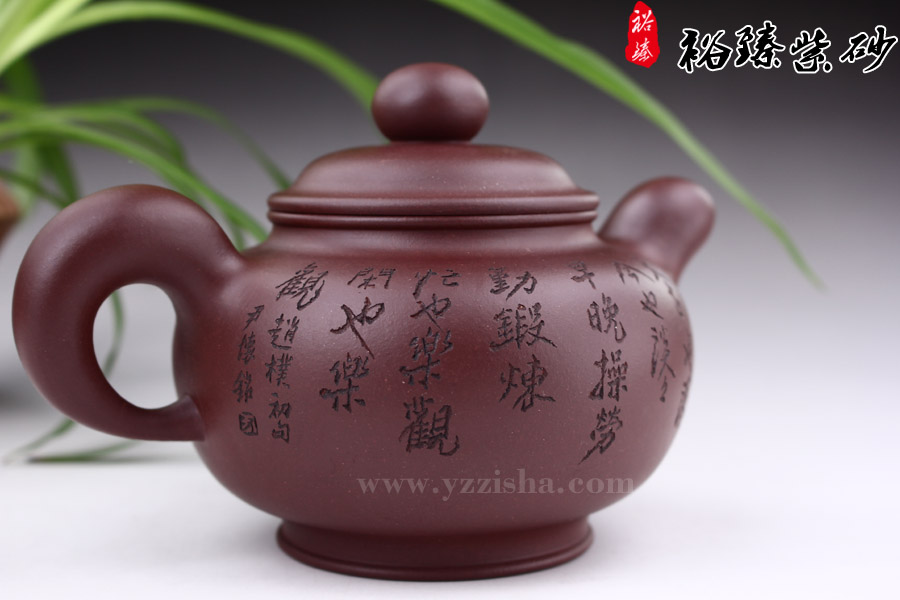 尹怀红清水碧泉紫砂壶侧面图