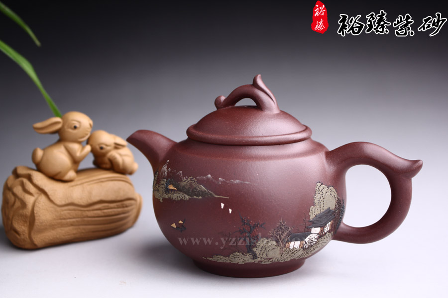 陈顺根原矿紫砂泥绘如玉壶侧面图