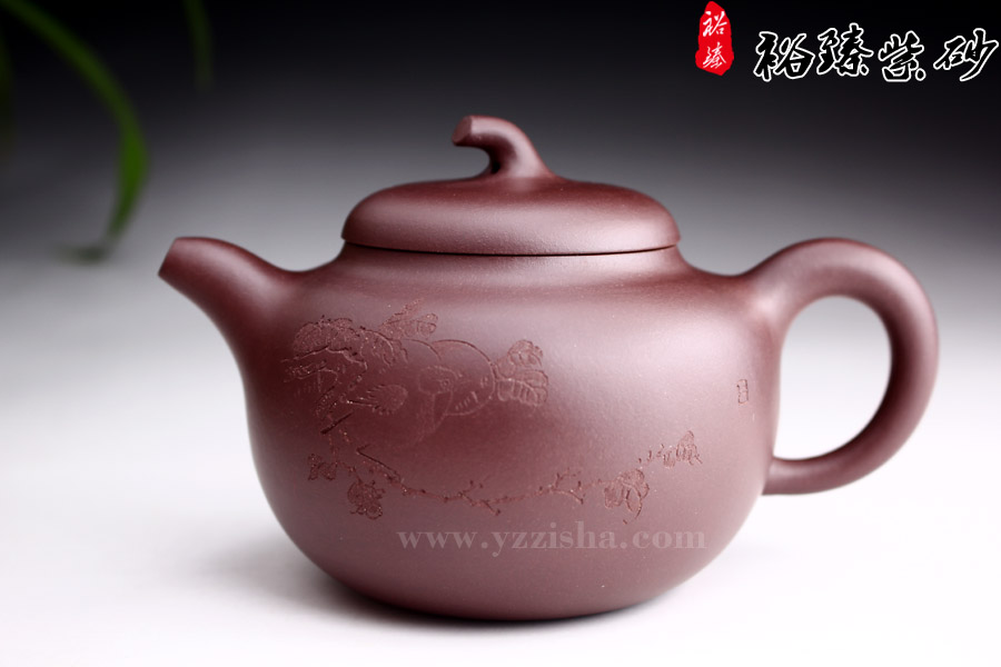 王品荣原矿紫茄泥茄段紫砂壶正面图