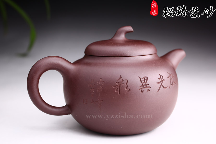 王品荣原矿紫茄泥茄段紫砂壶侧面图