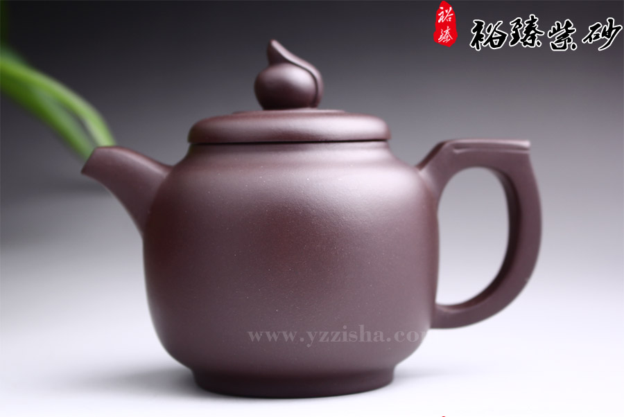 朱新南原矿紫泥珠联壶正面图