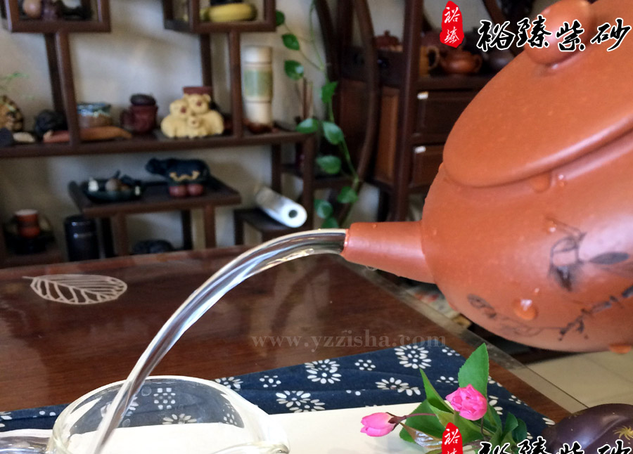 桑扁紫砂壶出水照