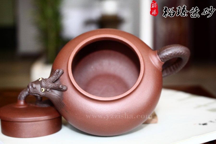 高工冯云华紫泥红皮龙双色玲珑壶 壶口图