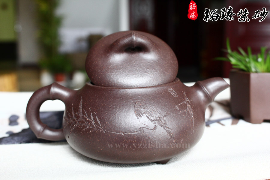 陈顺根原矿红砂紫泥竹节石瓢壶壶盖图