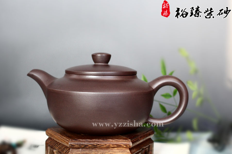 朱新南合扁紫砂壶